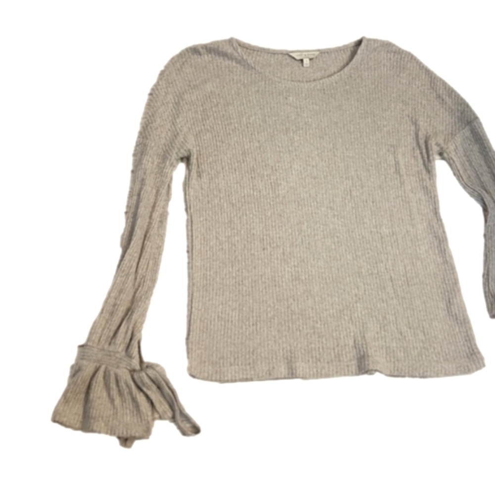Womens Lucky Brand gray long bell sleeve top with bows size S. - Picture 8 of 13